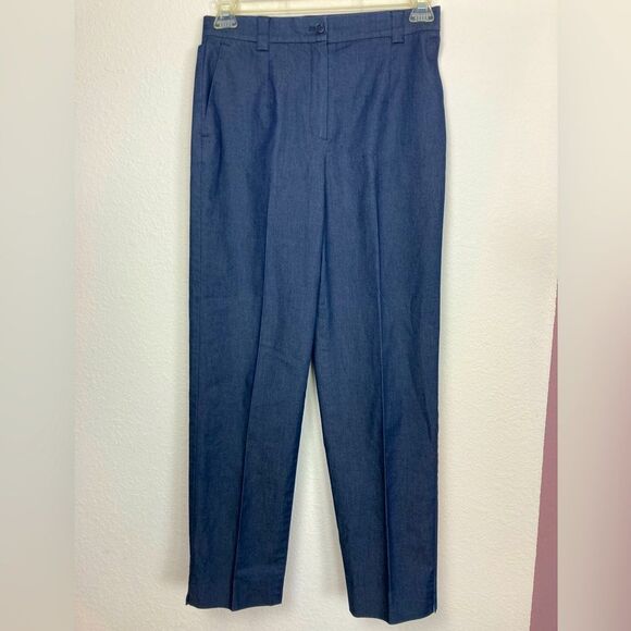 Talbots NWOT dark chambray high waist slim trousers - Picture 3 of 10